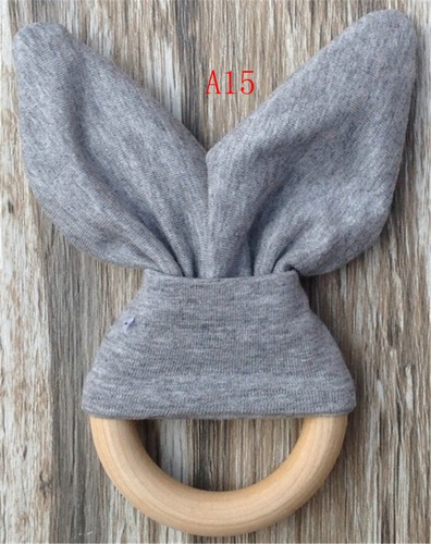 Safety Wooden Natural Baby Rabbit Teething Ring Teether Bunny Babies Teether WD