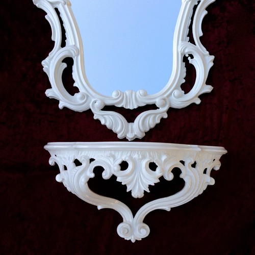 Miroir mural blanc baroque avec support mural 50x76 miroir armoire commode rétro repro