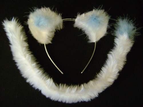 White//Blue Snow Leopard//Cat//Polar Bear//Lion Ears /& Tail