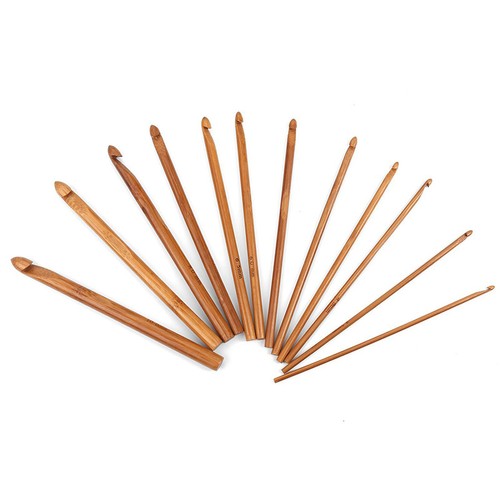 20x Bamboo Handle Aluminum Crochet Hook Knitting Knit Needle Weave Yarn Set DIY