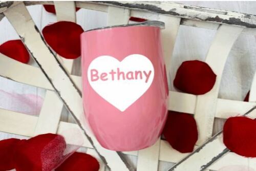 Personalize Vinyl Heart Name Decal Sticker For Tumbler Water Bottle Car Hydro