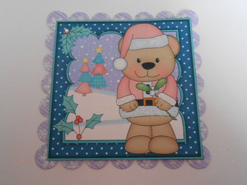PK 2 LIVVY BEAR MISLETOE EMBELLISHMENT TOPPERS FOR CARDS OR CRAFTS