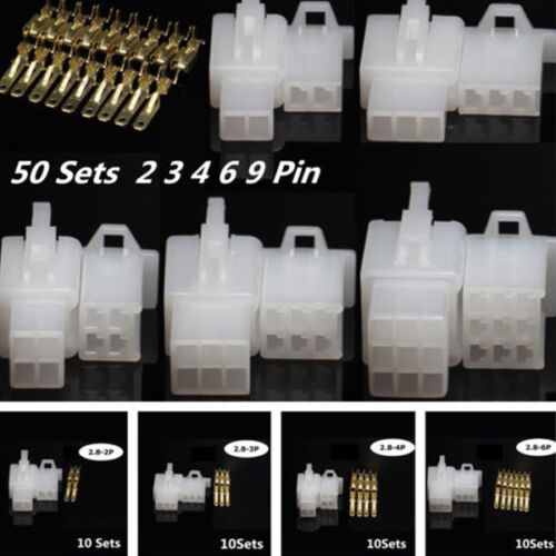 Car Motor 50Sets Auto Electrical 2.8mm 2 3 4 6 9 Pin Wire Cnector Terminal Well