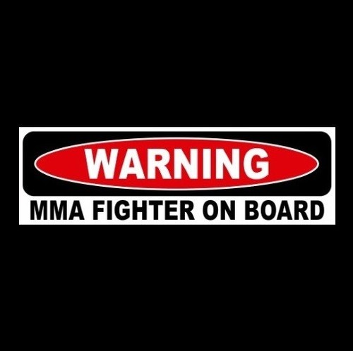 /"MMA FIGHTER ON BOARD/" window decal BUMPER STICKER cage boxing UFC gloves combat