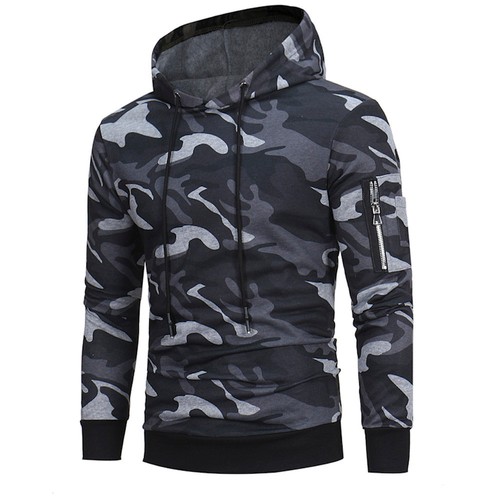 Fashion Men Winter camo Hoodie Hooded Sweatshirt Coat Jacket Outwear Sweater Top