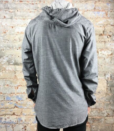 Addict NUOVO STANDARD A Maniche Lunghe Cappuccio Camicia Nero Taglia S
