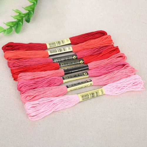 KQ/_ 8Pcs 7.5m Cotton Cross Stitch Embroidery Thread Floss DIY Craft Sewing Skein