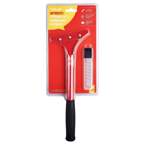 Amtech 4/'/' Wallpaper Scraper Strip Paint Varnish 5 Blades Angled head Metal Body