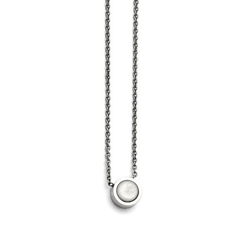 Chisel Stainless Steel Polished Bezel Mother of Pearl Necklace MSRP $42