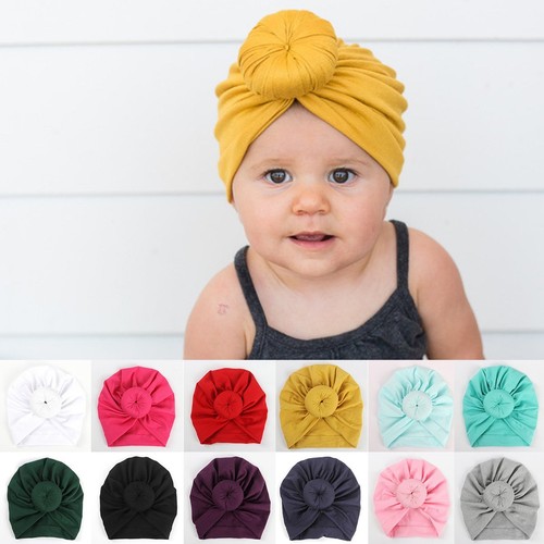 Newborn Toddler Baby Turban Tie Knot Kids Boys Girls India Hat Soft Beanie Cap