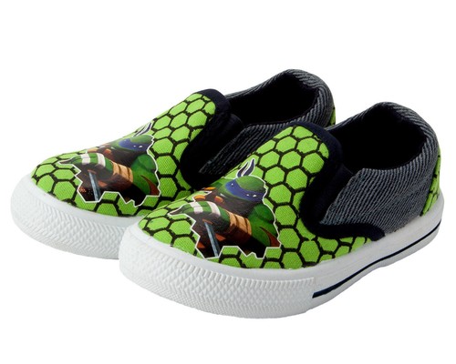 BOYS TEENAGE MUTANT NINJA TURTLES CANVAS SLIP ON PUMPS TRAINERS SHOES SIZE 7-1