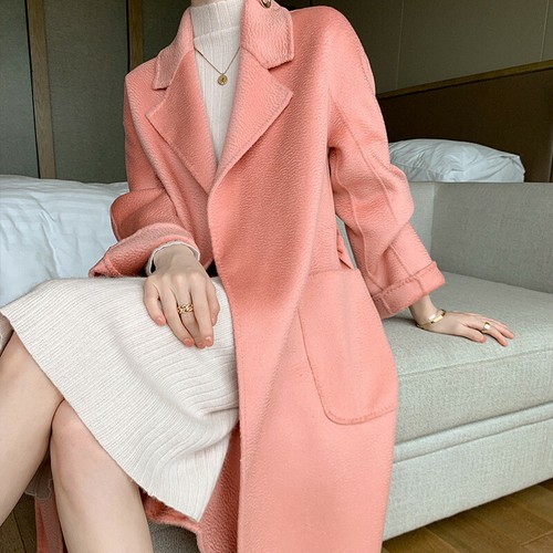 Women/'s Winter Double-side Cashmere Overcoat Belt 100/% Wool Trench Coat