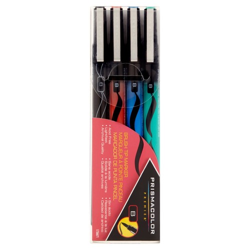 New Prismacolor Premier Illustration Brush Tip Art Markers Asst Colors 4-Count