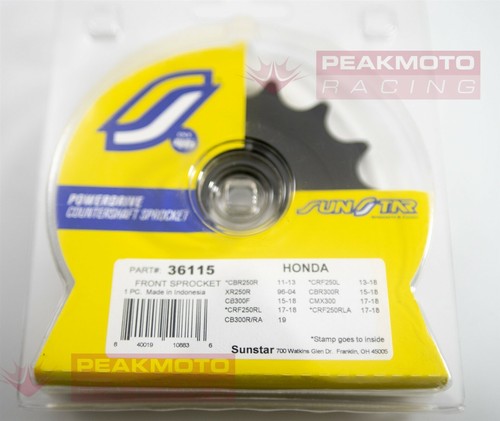 SUNSTAR 36115 15T Steel Countershaft Front Sprocket For Honda CBR250R//CBR300R