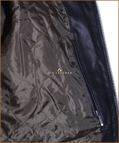 Anni/'90 Classico Da Uomo Bomber in Pelle Nera in Pelle Vera Mucca SKIPPER Giacca