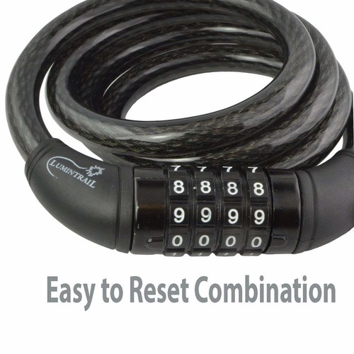 Bike Locks Cable Lock Self Coiling 12mm Braided Steel Resettable Combination