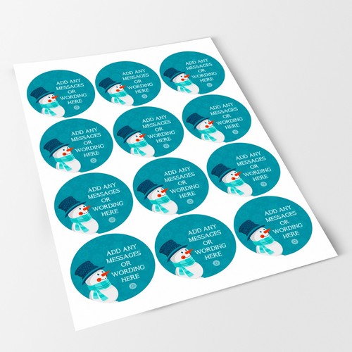 Christmas Happy Snowman Sticker Labels for Party Bag Sweet Cones
