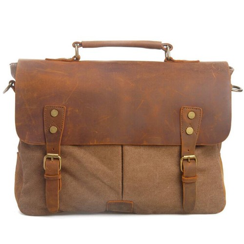 Berchirly Mens Vintage Canvas Shoulder Bag School Messenger Sachal Coffee Laptop