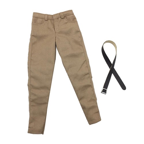 MagiDeal 1//6 Scale Khaki Casual Pants Trousers W// Belt for 12inch Hot Toys
