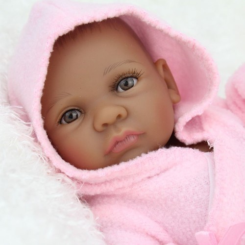 US 28cm Black African Handmade Reborn Baby Girl Dolls Vinyl Body Silicone Gifts