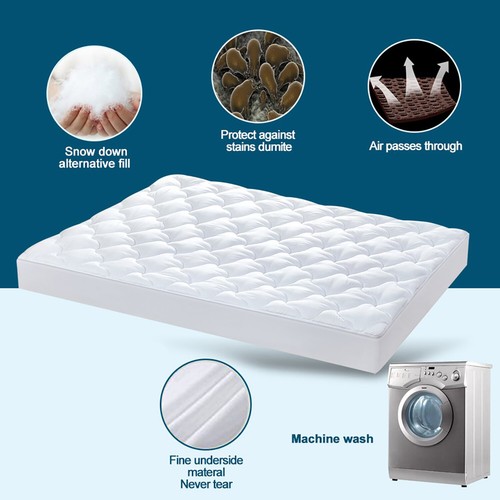 Cooling Matress Pad Hypoallergenic Quilted Fitted Mattress Topper Breathable New