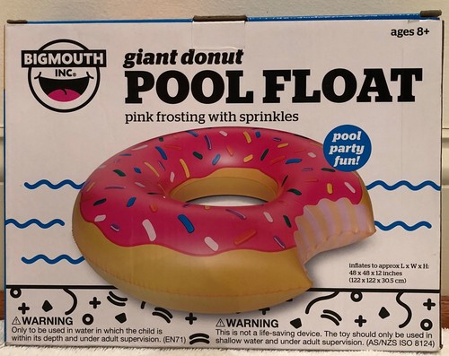 BigMouth Giant Strawberry Frosted Donut w// Sprinkles Pool Float 4 Foot Swim Lake