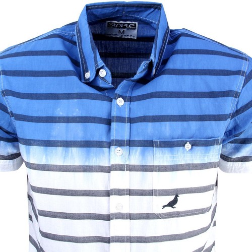 Staple Men Finish Stripe Woven Short Sleeve Shirt navy