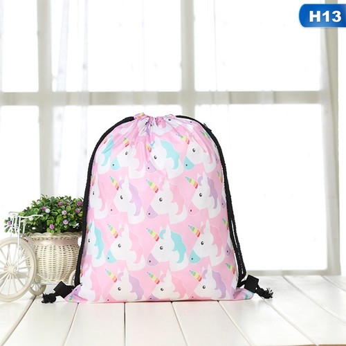 Unicorn Drawstring Bags for Girls Travel Storage Package Cartoon School Backpack