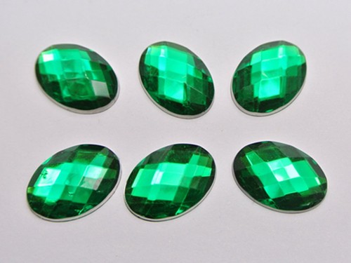 100 Flatback acrilico Strass Perline Ovale Gemma 13X18mm NO FORO Scelta Colore