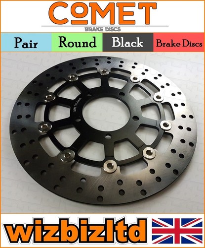 07-08 R912BK COMET Pair Black Front Brake Discs Kawasaki ZX-6R ZX 600 P7F//P8F