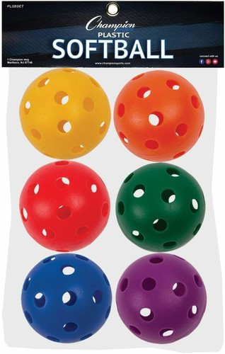 colores surtidos 6 Pack Champion Sports 12/" Wiffle pelotas de plástico