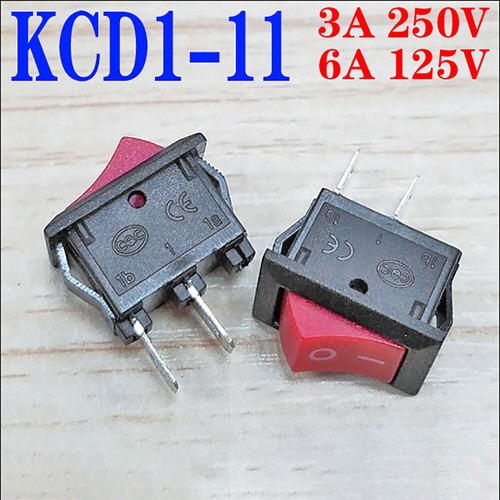 KCD1-11 10x15mm Mini Red 2pin Rocker Switch On-Off AC 3A250V//6A125V Push Switch