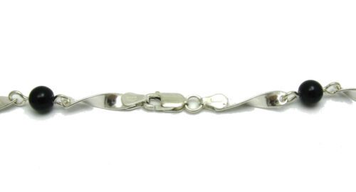 Sterling silver necklace solid 925 with 6mm black onyx N000278 Empress