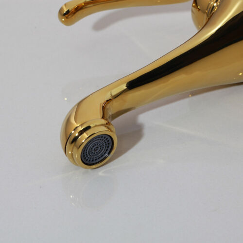 Golden Single Handle Bathroom Basin Sink Mixer Lavatory Vanity Faucet Brass Taps 