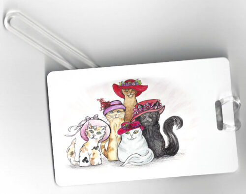 LUGGAGE TAG & STRAP RED & PINK HAT KITTY CATS PURRRFECT FOR LADIES OF SOCIETY LUGGAGE TAG & STRAP RED & PINK HAT KITTY CATS PURRRFECT FOR LADIES OF SOCIETY