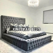 AMBASSADOR BED PLUSH VELVET PARK LANE CHESTERFIELD ROYAL BED FRAME IN ALL COLORS