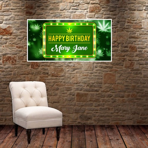 Marijuana Light Birthday Banner Personalized Party Backdrop Decoration