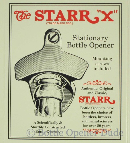 NEW BEER GEEK Starr X Wall Mount Stationary Bottle Opener Sturdy Metal Design