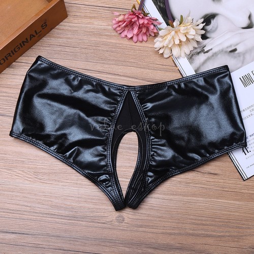 Women Lingerie Wetlook Crotchless Briefs Panties Knickers Underwear Nightwear