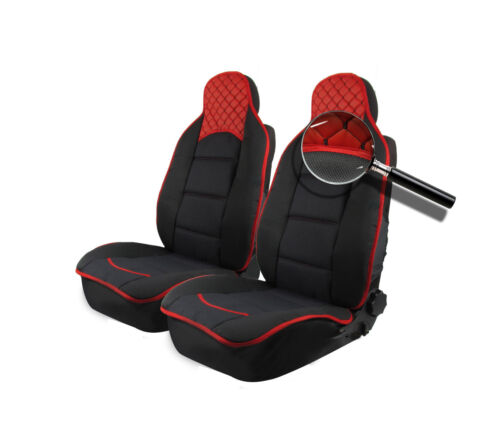 imitación cuero rojo 2x base de asiento cojines de asiento asiento esteras espalda almohada tela negro