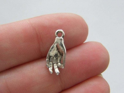 10 Hand OK symbol charms antique silver tone M955