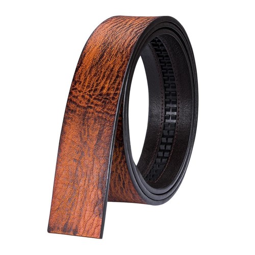 USA Mens Leather Belts Car Buckle Brown Real Cow Leather Ratchet Dress Belt Gift