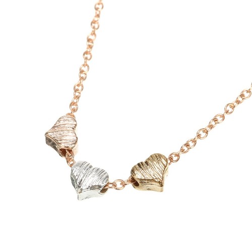 Rose Élégant or en Acier Inoxydable Femme Trois Breloques Coeur Collier