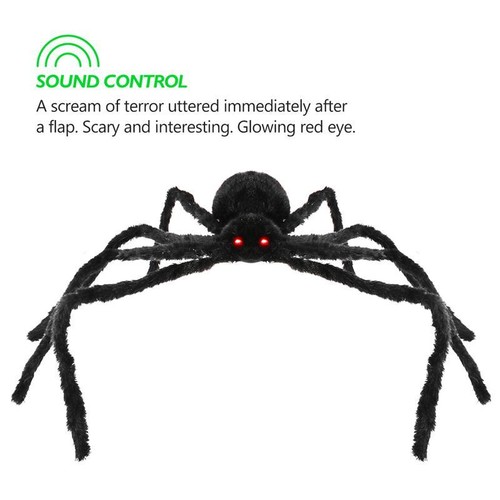 NEW 2017 Halloween Spider Giant Animals Decor Sound Control Simulate Black Party
