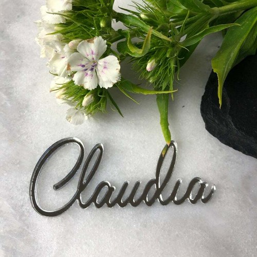 Cut Out Personalised Wedding Place Name Gold or Silver Mirror Place Table Name
