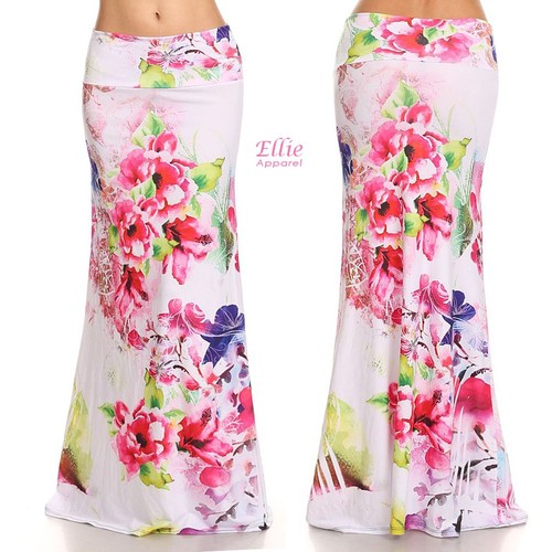 Floral Pink Purple Sublimation high waist maxi long skirt S//M//L//XL1XL//2XL//3XL