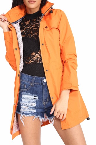 New Womens Hooded Plain Lightweight Jacket Waterproof Rain Coat Mac