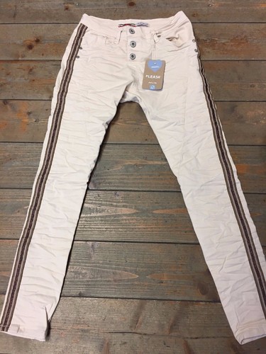 P78 Pantalone donna Please cotone con banda laterale baggy boyfriend art P38