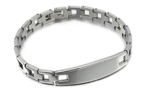 Refinado ID pulsera de acero inoxidable pulseras de socios con grabado según preferencias con Box