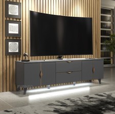 Grey TV Stand Modern Long 180cm Unit Cabinet Azzurro 10G LED Lights